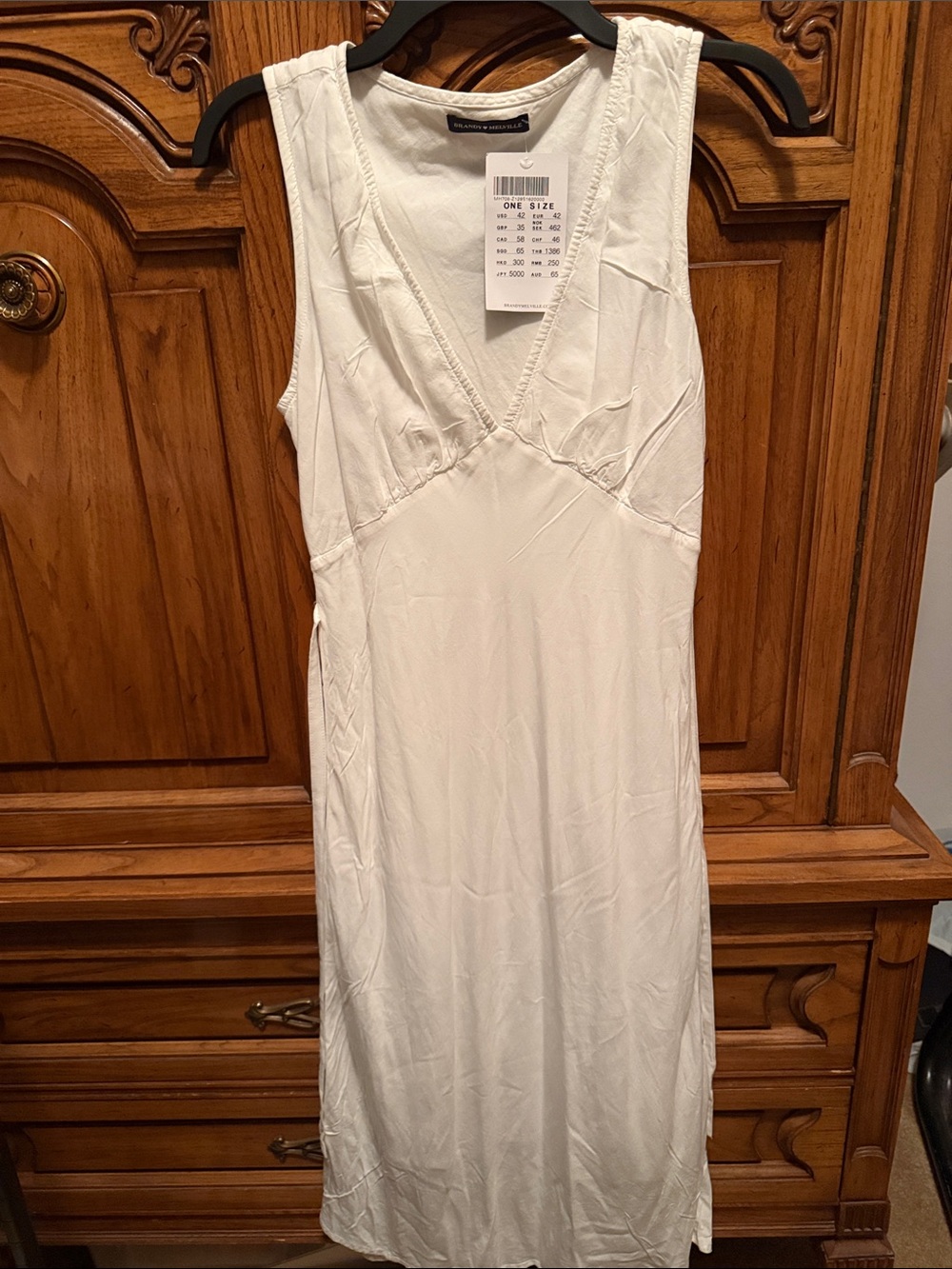 Brandy Melville White V-Neck Slip Dress